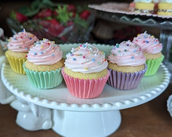 Fake cupcakes/Faux cupcakes/artificial cupcakes/fake food/artificial food/fake desserts/fake cake/mini cupcakes/pastel cupcakes/spring decor