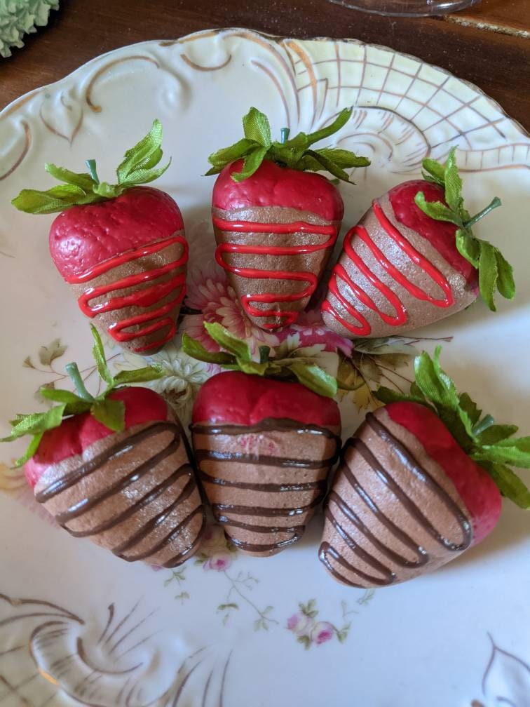 Fake Strawberries Dipped in Chocolate Real Size Faux Strawberry