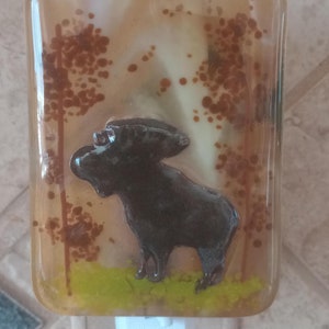 Moose night light/fused glass light/glass night light/plug in glass light/decorative light/fall nightlight/home decor/nightlight gift/moose