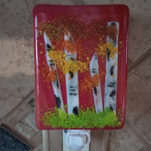 aspen tree night light/glass night light/fused glass light/plug in glass light/decorative light/fall nightlight/home decor/nightlight gift