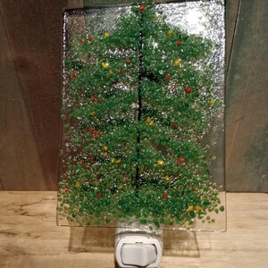 glass night light/Christmas nightlight/fused glass nightlight/plug in glass light/holiday nightlight/home decor/nightlight gift/christmas