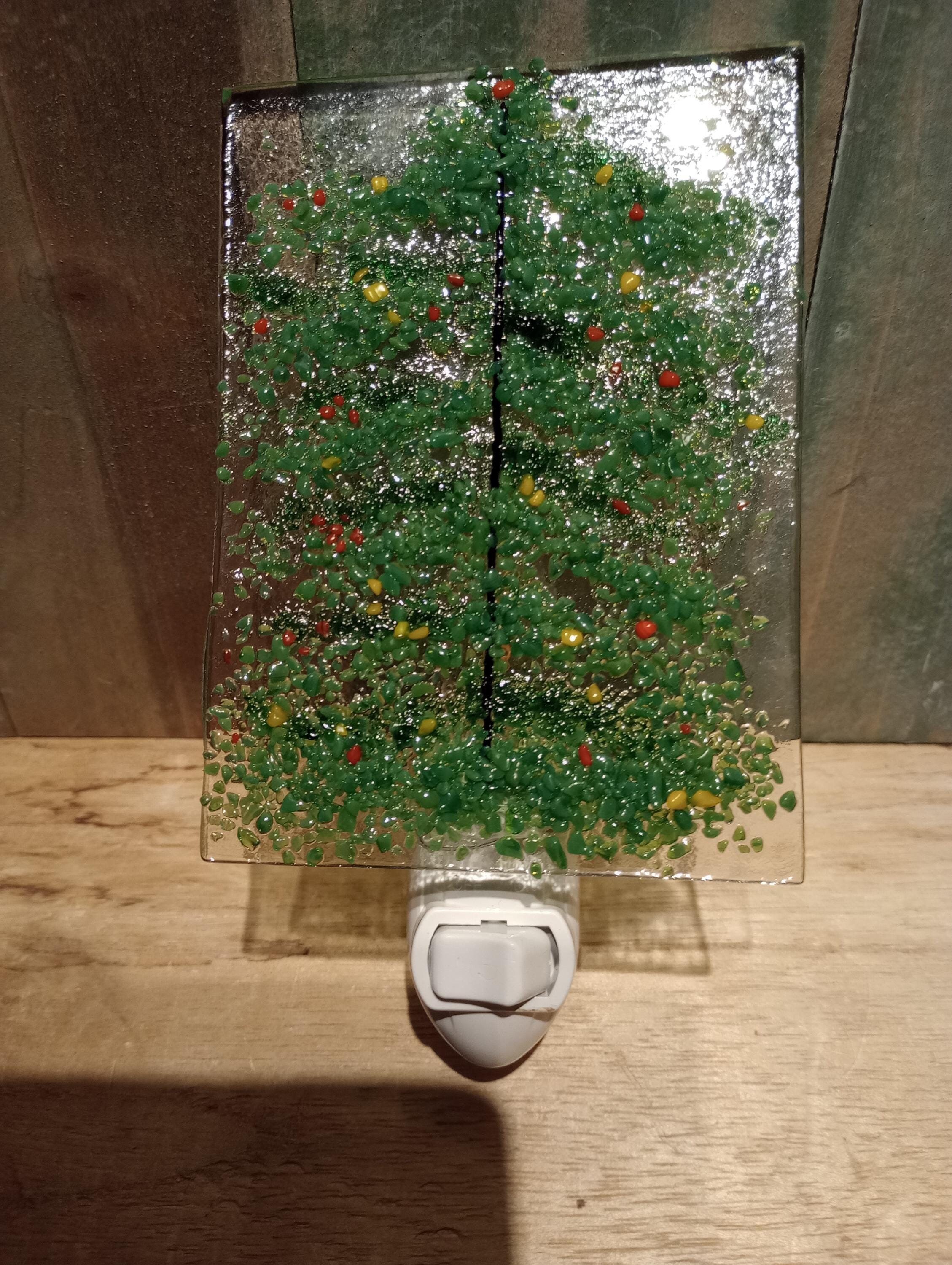Fused Glass Christmas Tree Night Light: Holiday Home Decor