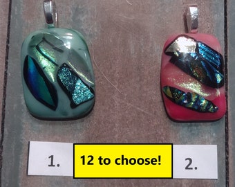 fused glass pendants/fused glass art/glass jewelry/dichroic glass jewery/fused glass jewelry/green pendant/orange pendant/purple pendant