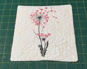 Embroidered Dandelion Mug Rug or Mouse Pad