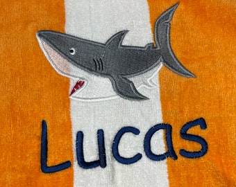 Embroidered Shark Beach Cabana Towels Personalized