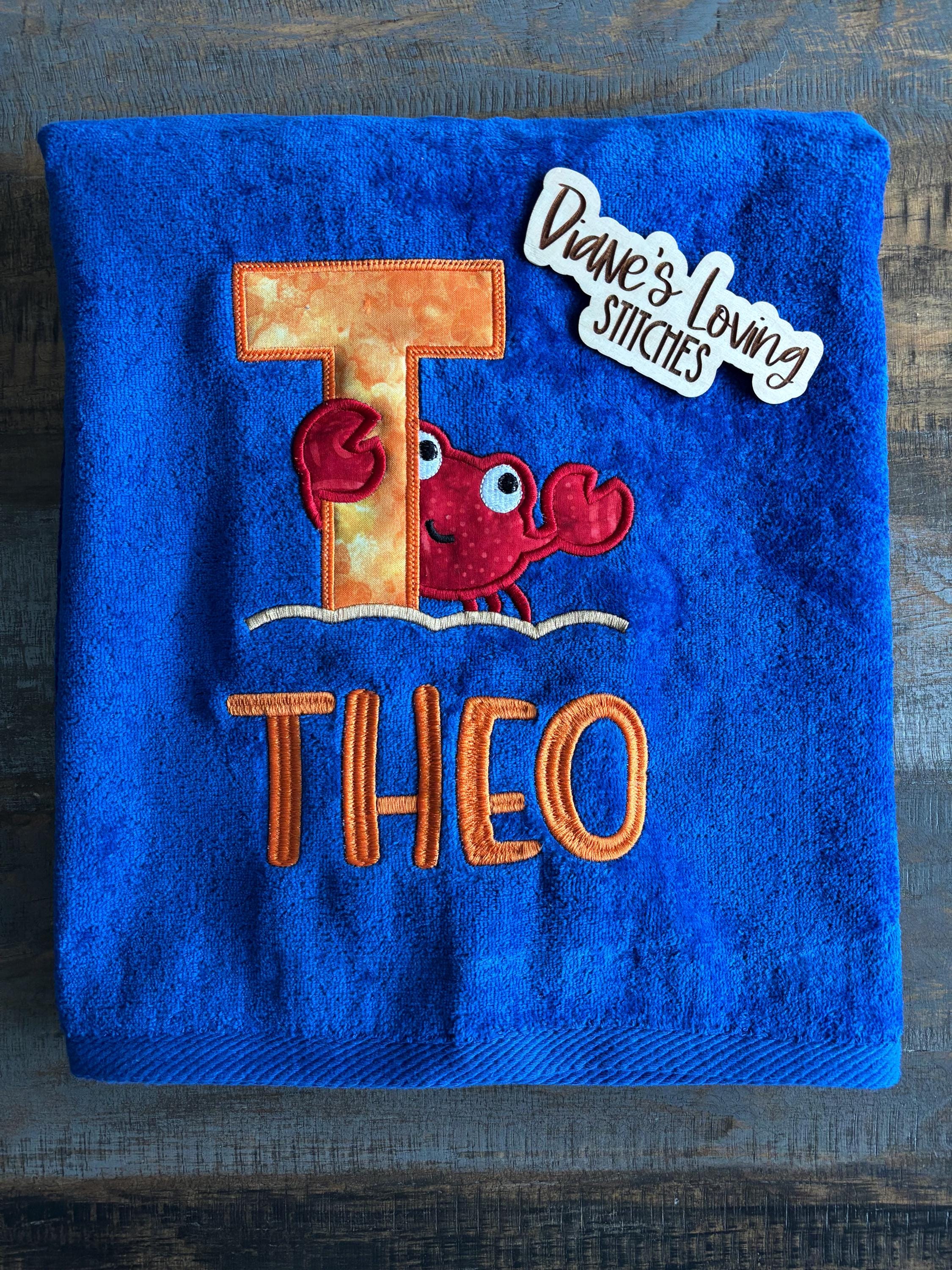 Personalized Embroidered/Appliqué Alpha Crab Beach Cabana Towels
