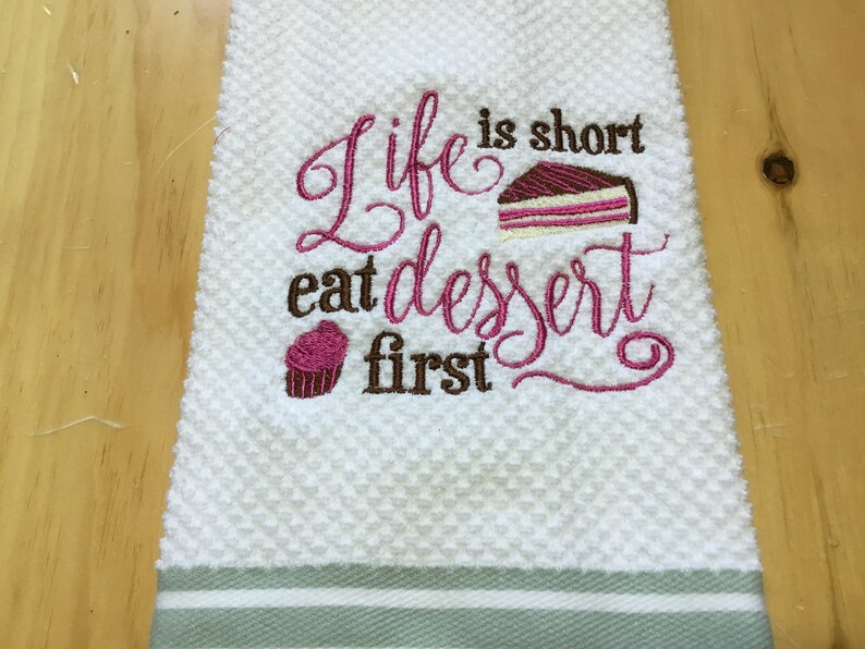 Embroidered Kitchen Sayings Kitchen Towels Etsy