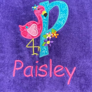 Personalized Flamingo Beach Towel – Extra Large 30x60 Inches, 100% Cotton, Custom Embroidered Name - View #11