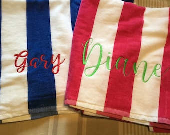 Embroidered Beach Cabana Towels Personalized/Beach Trip/Gifts