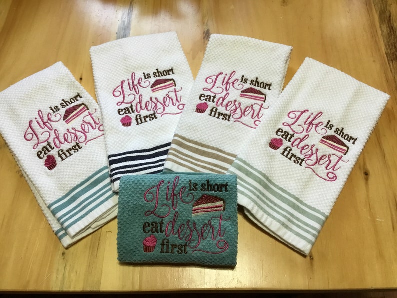 Embroidered Kitchen Sayings Kitchen Towels Etsy