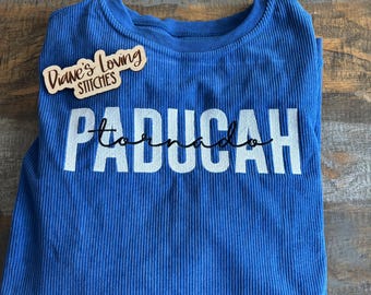 Embroidered School Name / School Mascot Corded Sweatshirt / Ribbed Corduroy Sweatshirt
