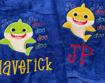 Embroidered/Appliqué Shark Baby Beach Cabana Towels Personalized