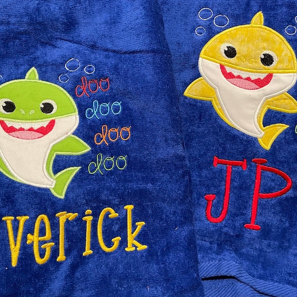 Embroidered/Appliqué Shark Baby Beach Cabana Towels Personalized