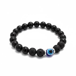 Pulsera elástica de ojo turco y ónix