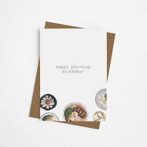 Cartes de voeux pho et dim sum pour anniversaires, Saint-Valentin, anniversaire, anniversaire en retard, j'ai oublié, carte de jeu de mots drôle