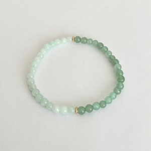 Dainty Light Green Jade and Green Aventurine Stretch Bracelet with Mini Gemstones image 1