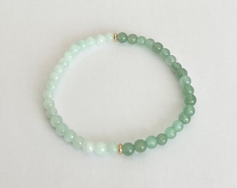 Dainty Light Green Jade and Green Aventurine Stretch Bracelet with Mini Gemstones