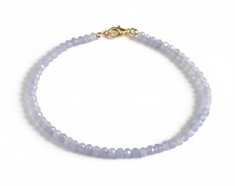 Adjustable Natural Purple Jade Anklet, Dainty Minimalist Jewelry,