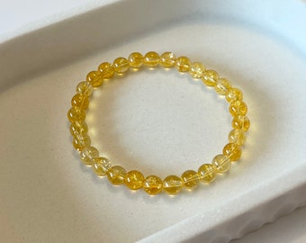 6mm Citrine Gemstone Stretch Bracelet