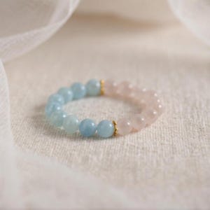 Aquamarine and Rose Quartz Stretch Bracelet