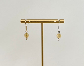 Citrine Gemstone Drop Earrings with 24k Gold Plated or 925 Sterling Silver Hooks. Yellow Gemstone Earrings.