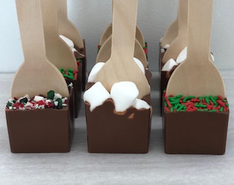 Einzeln verpackte heiße Schokoladenlöffel für Weihnachten, Feiertage, Winter, Stocking Stuffers, Firmenveranstaltungen, Gastgeschenke, Tischdekoration