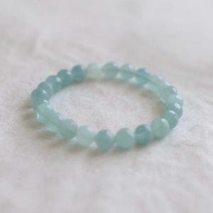 Faceted Aquamarine Gemstone Stretch Bracelet