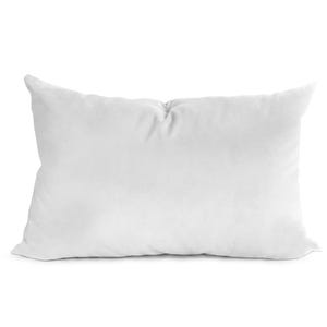 May include: A rectangular throw pillow with a solid white, smooth fabric cover. The pillow has a soft, plush appearance with rounded corners and a slightly gathered center seam along the top edge, maintaining a clean and simple rectangular shape.