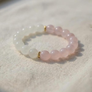 Moonstone and Rose Quartz Stretch Bracelet