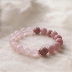 Rhodonite and Rose Quartz Gemstone Stretch Bracelet