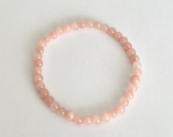 Dainty Light Pink Jade Stretch Bracelet with Mini Gemstones