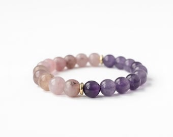 Amethyst and Purple Lepidolite Stretch Bracelet