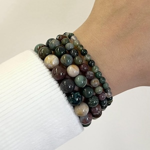 Natural Fancy Jasper Stretch Bracelet, Grade AAA Quality Crystal, Stacking Bracelet