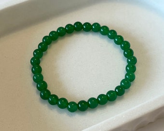 6mm Green Jade Gemstone Stretch Bracelet