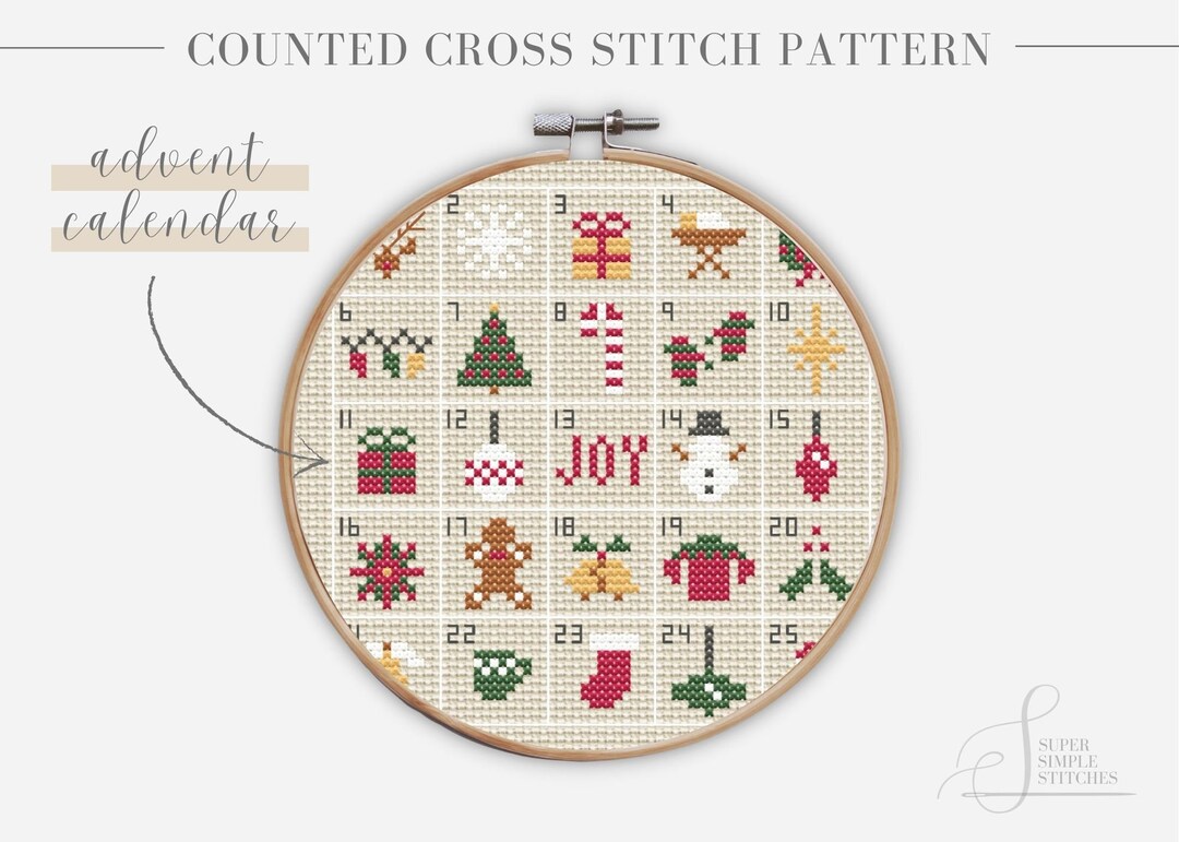 New For 2023 - Cross Stitch Advent Calendar, 24 Days Cross Stitch Pattern Advent  Calendar, Sewing Christmas Calendar Easy To Use