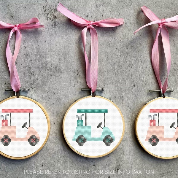 Golf Cart Easy Cross Stitch Pattern - Counted Cross Stitch Pattern - Modern Cross Stitch Pattern - Beginner Cross Stitch Pattern
