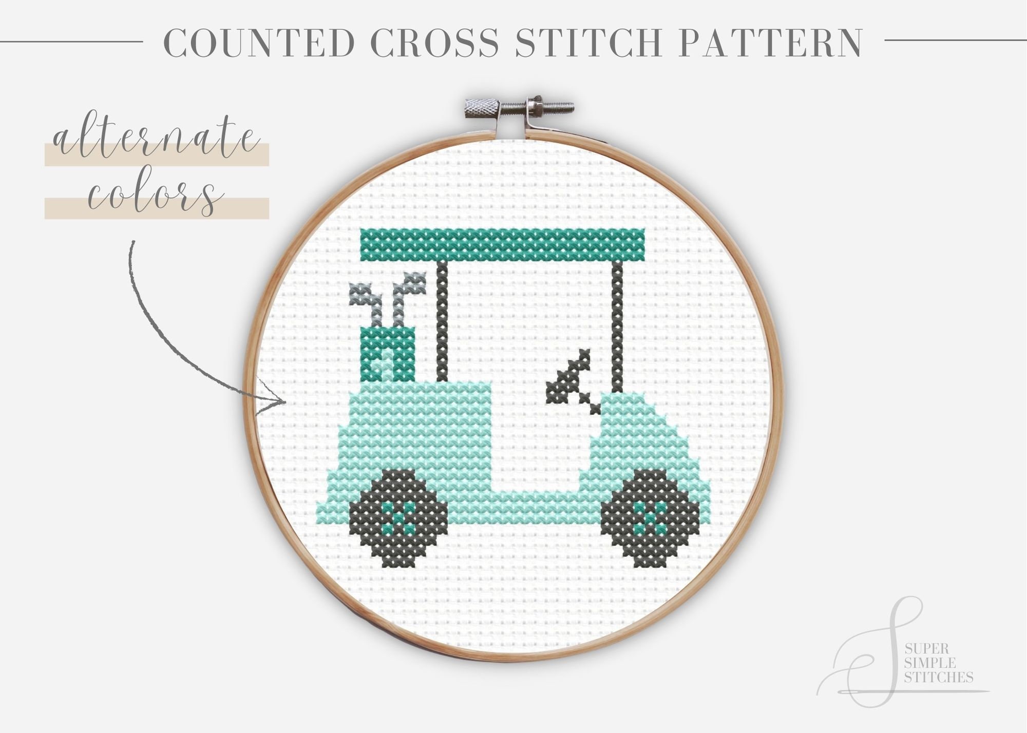 Golf Cart Easy Cross Stitch Pattern Counted Cross Stitch Etsy