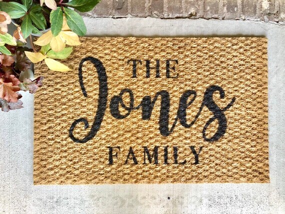 Family Doormat Last Name Doormat Custom Door Mat Farmhouse Doormat Shabby Chic Doormat Woven Doormat