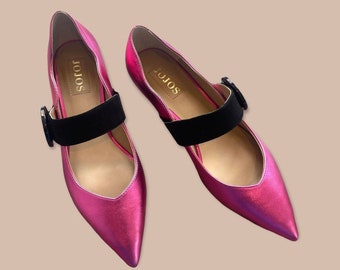 Simi-Schuhe mit konischem Absatz in Metallic-Rosa