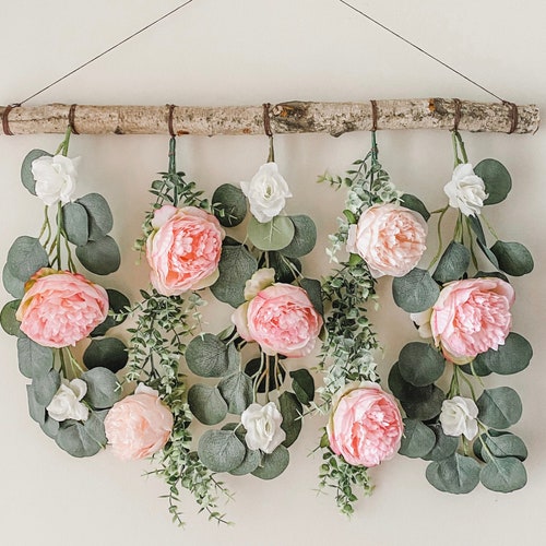 Dried Flower Wall Decor Rustic Hanging Flowers Etsy