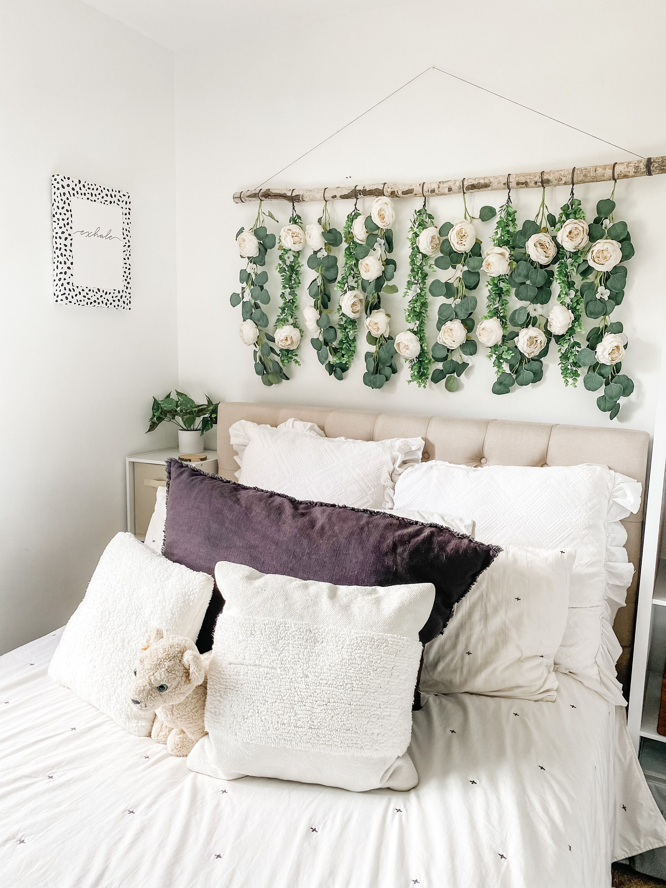 Flower Wall Hanging Over the Bed Decor Eucalyptus Wall Etsy