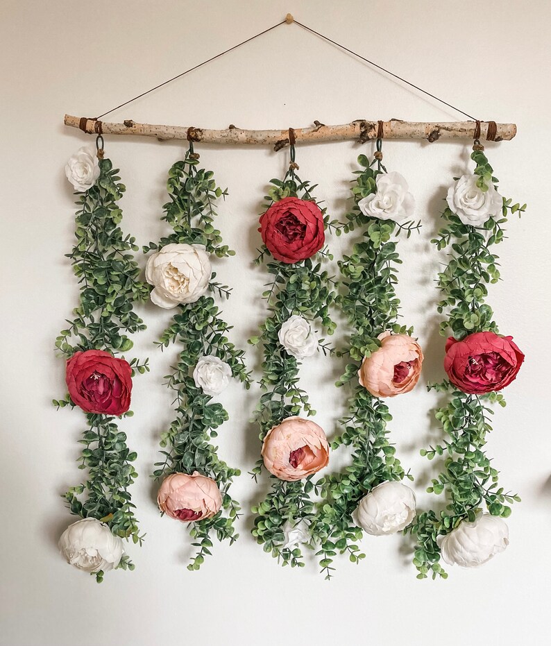 Flower Wall Hanging Floral Wall Hanging Boho Wall Decor Etsy