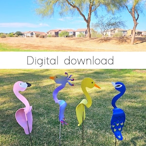 NEW!!  8 PVC bobbin&#39; and swayin&#39; bird patterns and tutorial | Digital Download | PDF | pvc birds | Printable patterns diy garden decor