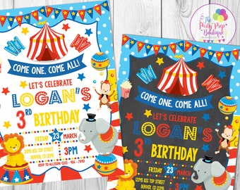 Circus Invitation, Circus Party, Carnival Invitation, Big Top Invitation, Digital,  Circus Birthday, Circus Printable Invitation