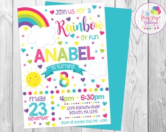 Invitation D Anniversaire D Arc En Ciel Anniversaire Etsy