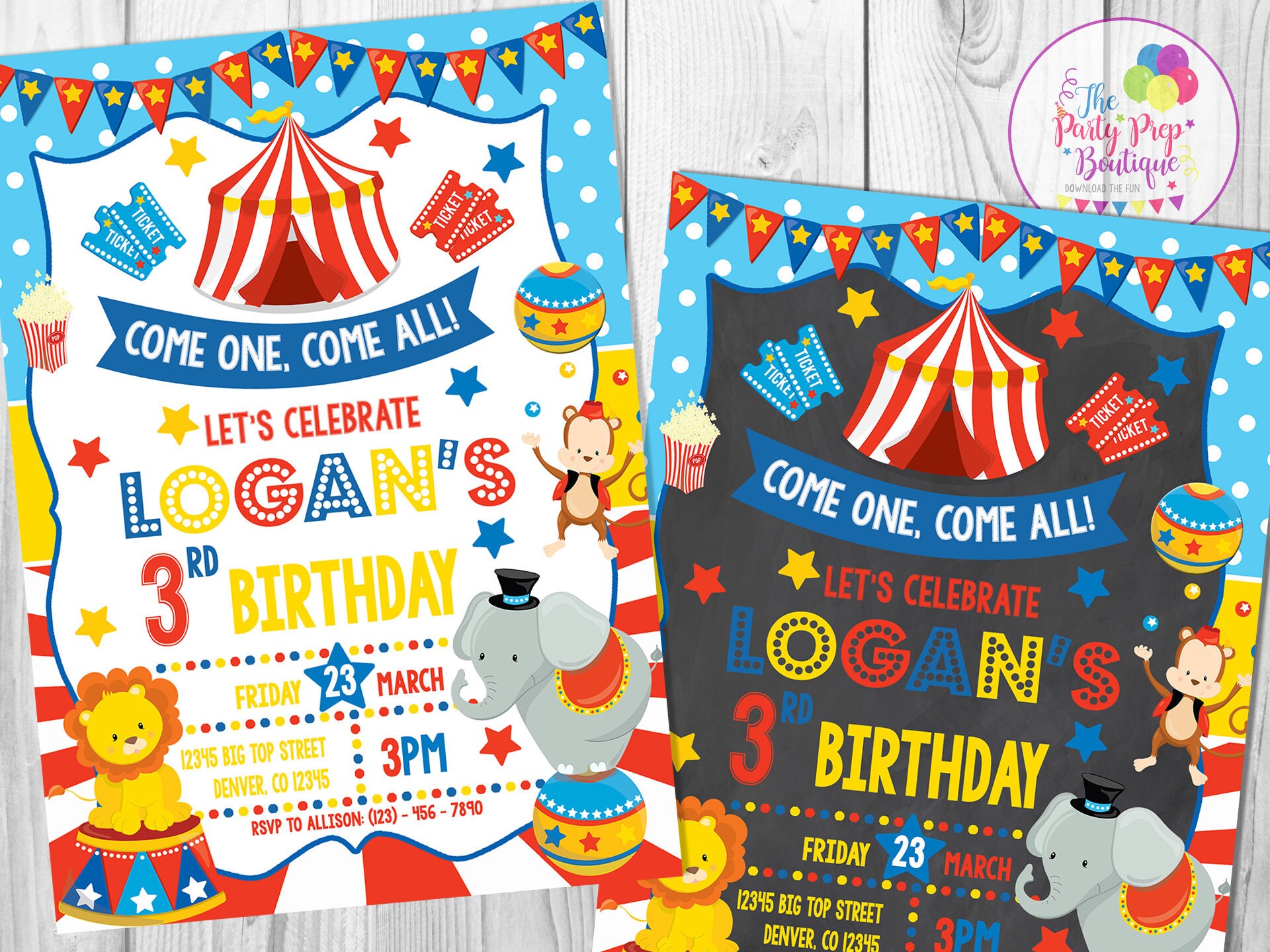 Circus Invitation, Circus Party, Carnival Invitation, Big Top