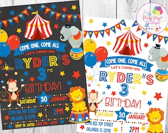 Circus Invitation, Circus Party, Carnival Invitation, Big Top Invitation, Digital,  Circus Birthday, Circus Printable Invitation