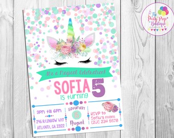 Unicorn Invitation, Unicorn Birthday Party Invitation, Digital Unicorn Invitation, Unicorn Printables, Digital Printable Unicorn Invitation