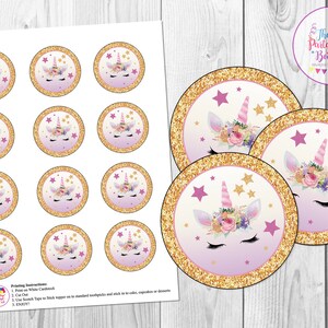 Unicorn Cupcake Toppers, Unicorn Birthday Party Printable, Unicorn ...