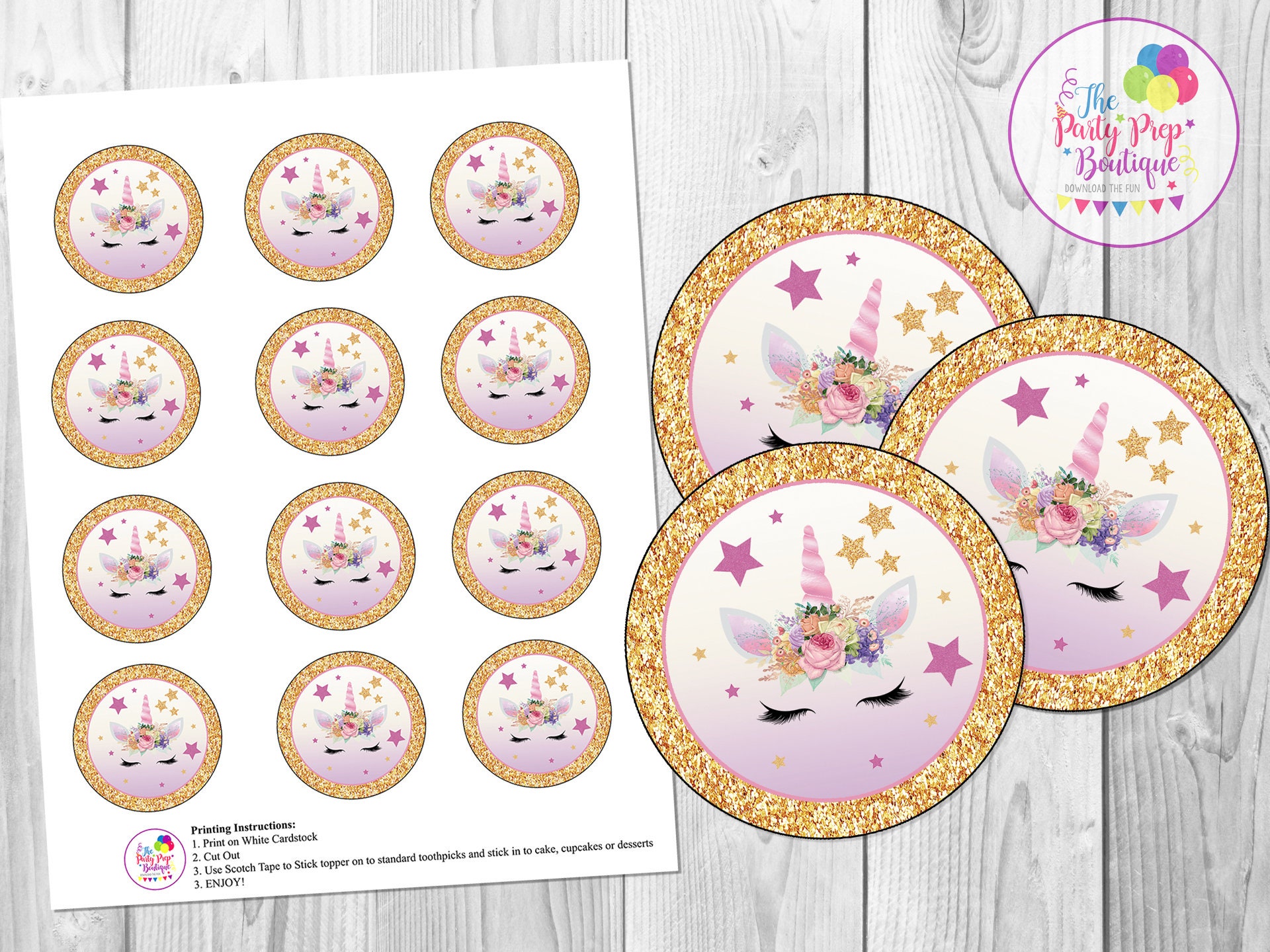 Unicorn Cupcake Toppers Unicorn Birthday Party Printable Etsy